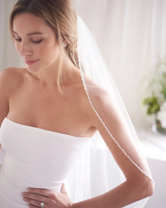 Earrings Kylie Crystal Pearl Beaded Veil Dareth Colburn