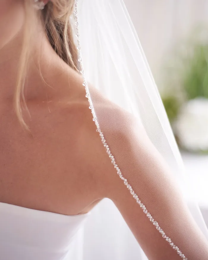 Earrings Kylie Crystal Pearl Beaded Veil Dareth Colburn