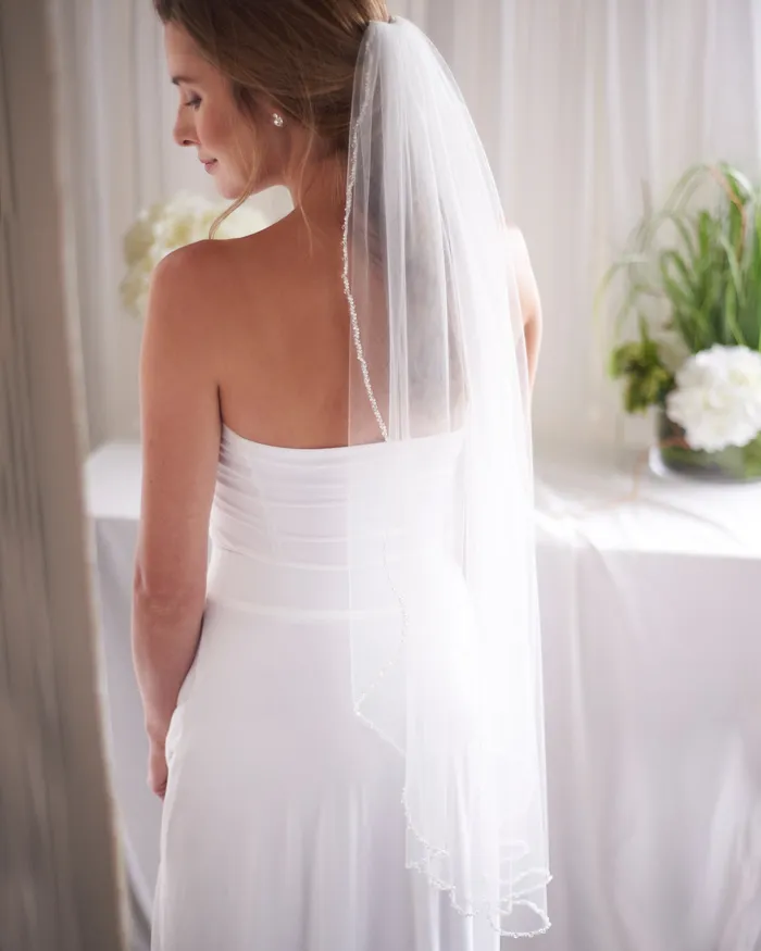 Earrings Kylie Crystal Pearl Beaded Veil Dareth Colburn
