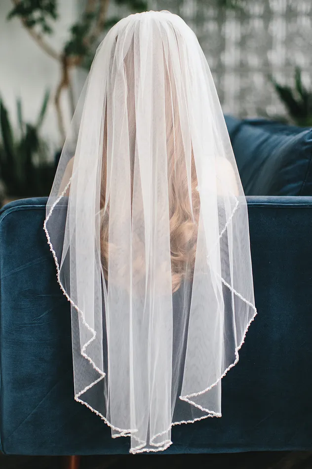 Earrings Kylie Crystal Pearl Beaded Veil Dareth Colburn