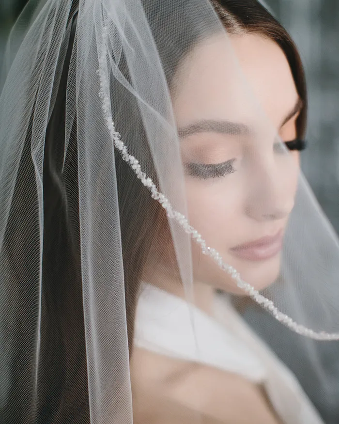 Earrings Kylie Crystal Pearl Beaded Veil Dareth Colburn
