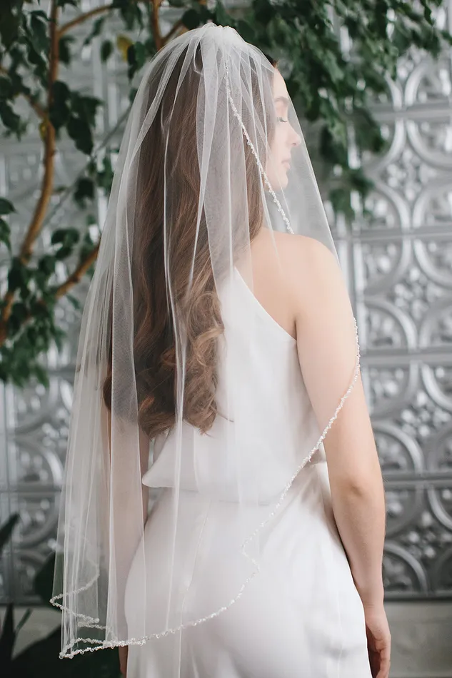 Earrings Kylie Crystal Pearl Beaded Veil Dareth Colburn