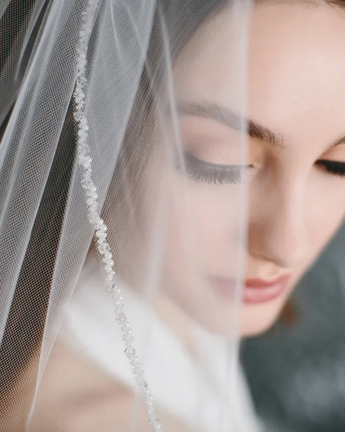 Earrings Kylie Crystal Pearl Beaded Veil Dareth Colburn
