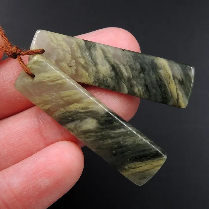 Earrings Natural Green Cloudy Quartz Rectangle Cabochon Cab Pair Drilled Gemstone Pair Matched Earrings Natural Stone Bead Pair E2998 Intrinsic Trading