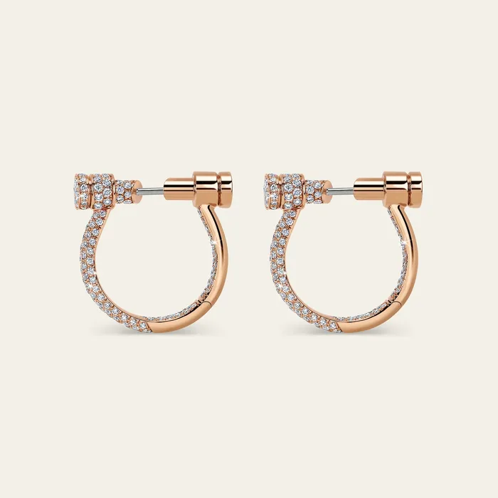 Estribo Earrings Hand crafted in 18k rose gold and set with highquality round brilliantcut white diamonds Earrings