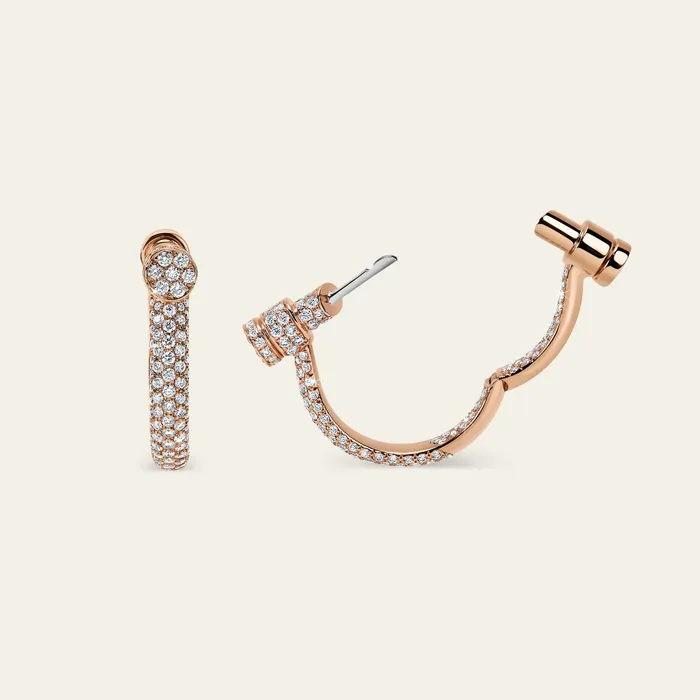 Estribo Earrings Hand crafted in 18k rose gold and set with highquality round brilliantcut white diamonds Earrings