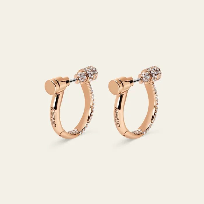 Estribo Earrings Hand crafted in 18k rose gold and set with highquality round brilliantcut white diamonds Earrings