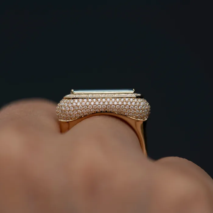 Fancy Color Blue Diamond Ring with Pave Diamond Detailing ARTEMER Rings