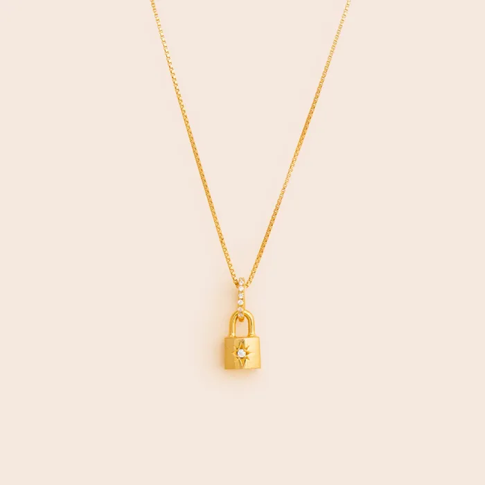 Gemlet Necklaces Northern Star Padlock Necklace