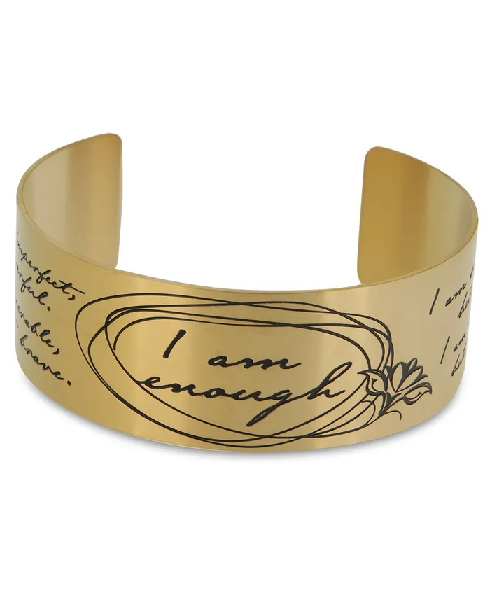Gold Plated I Am Enough Wide Cuff Bracelet Buddha Groove Bracelets