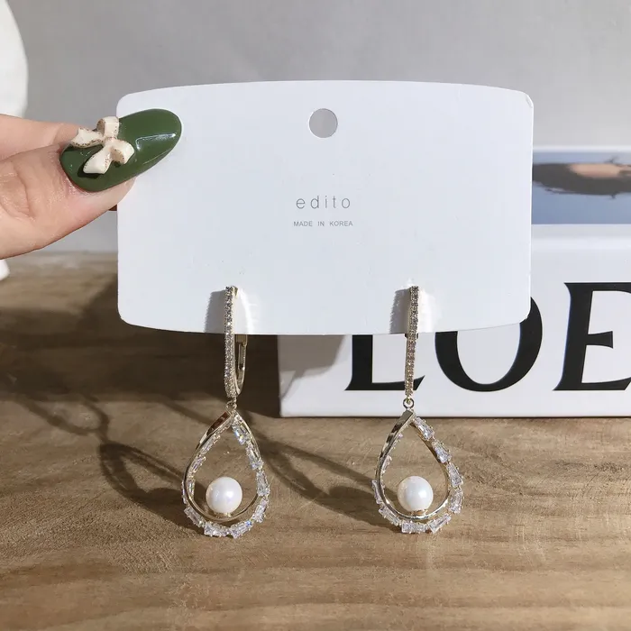 Gold Teardrop with Pearl Earring Refined by AnnaKaci Earrings Gold Teardrop with Pearl Earring Refined by AnnaKaci Earrings