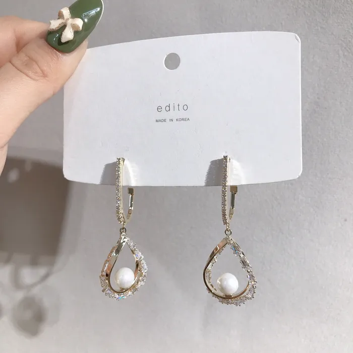Gold Teardrop with Pearl Earring Refined by AnnaKaci Earrings Gold Teardrop with Pearl Earring Refined by AnnaKaci Earrings