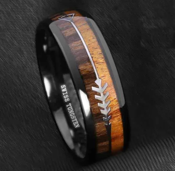 Hodrs Reminder Acacia and Tungsten Gold Ring Viking Trinkets Rings