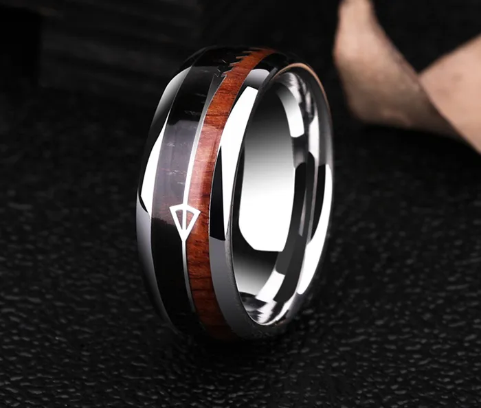 Hodrs Reminder Acacia and Tungsten Gold Ring Viking Trinkets Rings