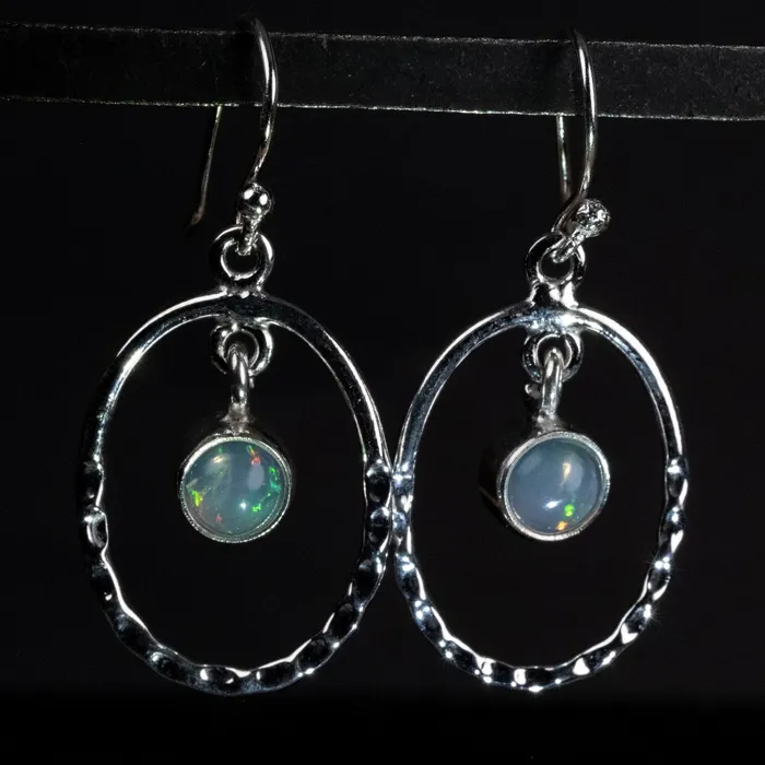 InnerVision Crystals Earrings Ethiopian Opal Earrings 6mm 925 Silver