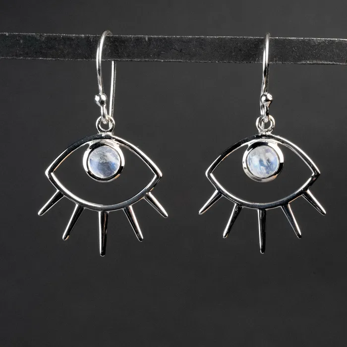 InnerVision Crystals Earrings Moonstone Dangle Earrings 5mm 925 Silver