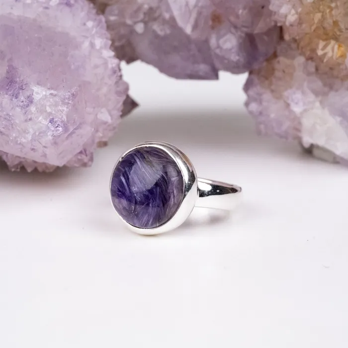 InnerVision Crystals Rings Charoite Ring 14mm Size 7 925 Silver