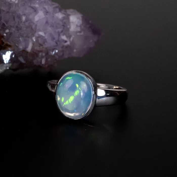 InnerVision Crystals Rings Ethiopian Opal Ring 11x9mm Size 7 925 Silver