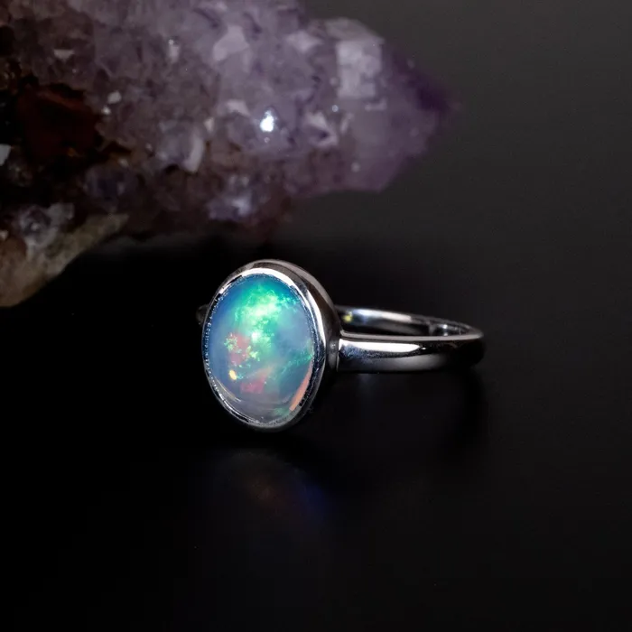 InnerVision Crystals Rings Ethiopian Opal Ring 11x9mm Size 7 925 Silver
