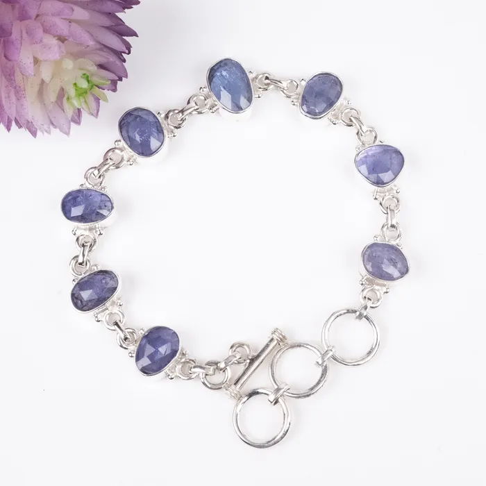 InnerVision Crystals Tanzanite Bracelet Adjustable 925 Silver Bracelets