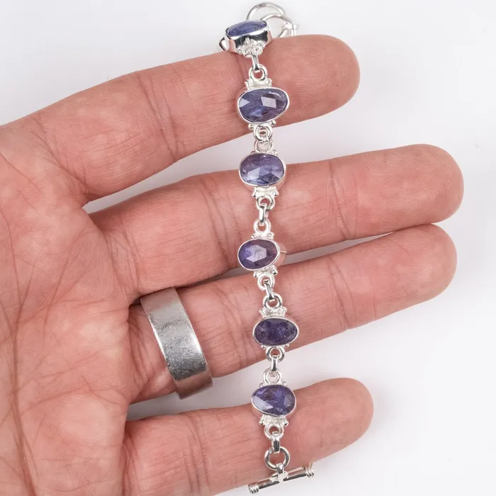 InnerVision Crystals Tanzanite Bracelet Adjustable 925 Silver Bracelets