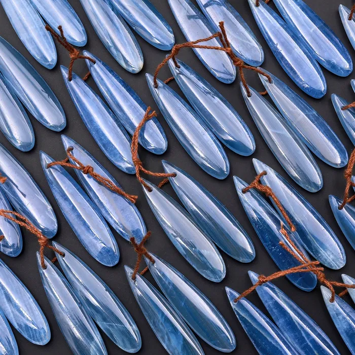 Intrinsic Trading Earrings AAA Rare Natural Argentina Lemurian Aquatine Blue Calcite Teardrop Earring Pairs Drilled Matched Gemstone Beads