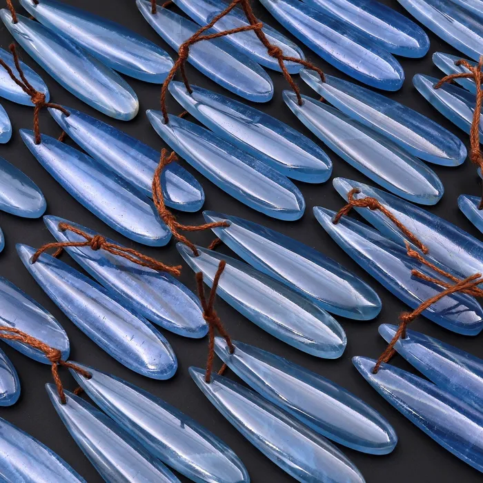 Intrinsic Trading Earrings AAA Rare Natural Argentina Lemurian Aquatine Blue Calcite Teardrop Earring Pairs Drilled Matched Gemstone Beads