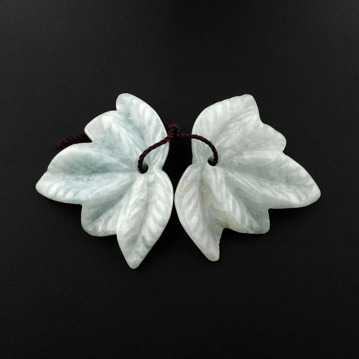 Intrinsic Trading Earrings Hand Carved Natural Burma Jade Leaf Earring Pair Drilled Gemstone Matched Beads A2 Intrinsic Trading Earrings Hand Carved Natural Burma Jade Leaf Earring Pair Drilled Gemstone Matched Beads A2