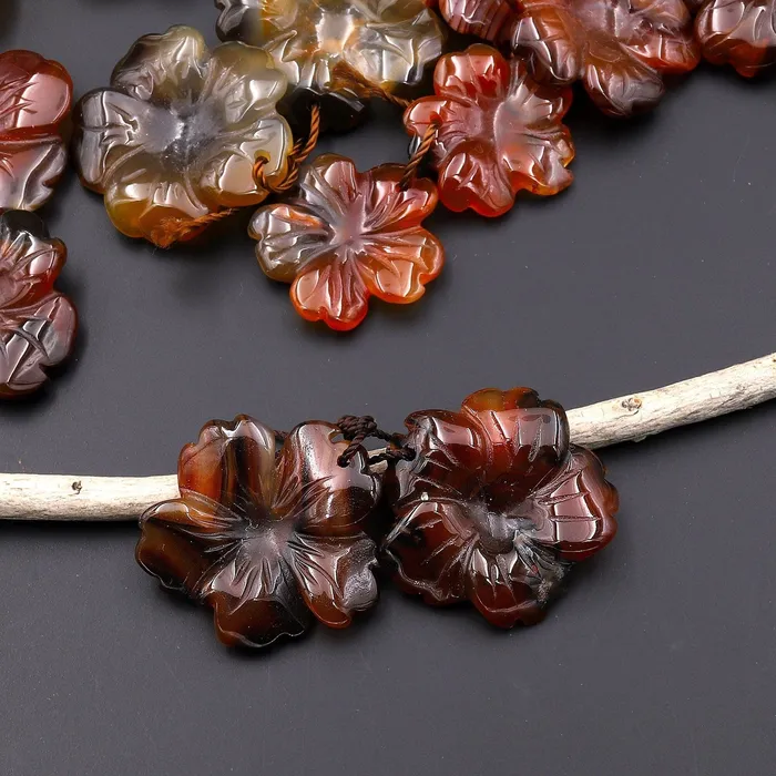Intrinsic Trading Earrings Hand Carved Natural Dark Orange Red Carnelian Flower Earring Pair Drilled Gemstone Matched Beads A5 Intrinsic Trading Earrings Hand Carved Natural Dark Orange Red Carnelian Flower Earring Pair Drilled Gemstone Matched Beads A5