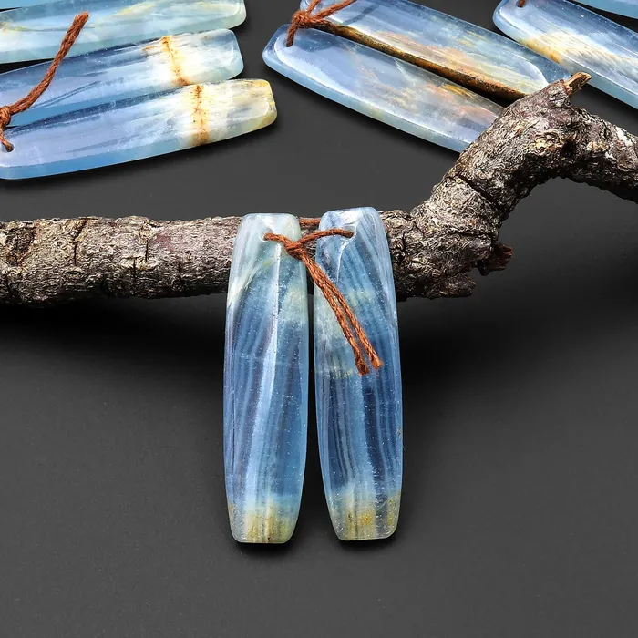 Intrinsic Trading Earrings Natural Argentina Lemurian Aquatine Blue Calcite Long Drum Rectangle Earring Matched Gemstone Bead Pair A5 Intrinsic Trading Earrings Natural Argentina Lemurian Aquatine Blue Calcite Long Drum Rectangle Earring Matched Gemstone Bead Pair A5