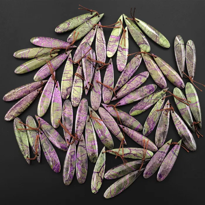 Intrinsic Trading Earrings Natural Atlantisite Stichtite Earring Pair Gemstone Drilled Teardrop Cabochon Matched Gemstone Beads From Australia