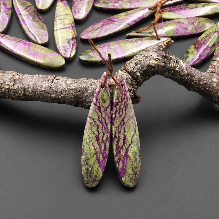 Intrinsic Trading Earrings Natural Atlantisite Stichtite Earring Pair Gemstone Drilled Teardrop Cabochon Matched Gemstone Beads From Australia