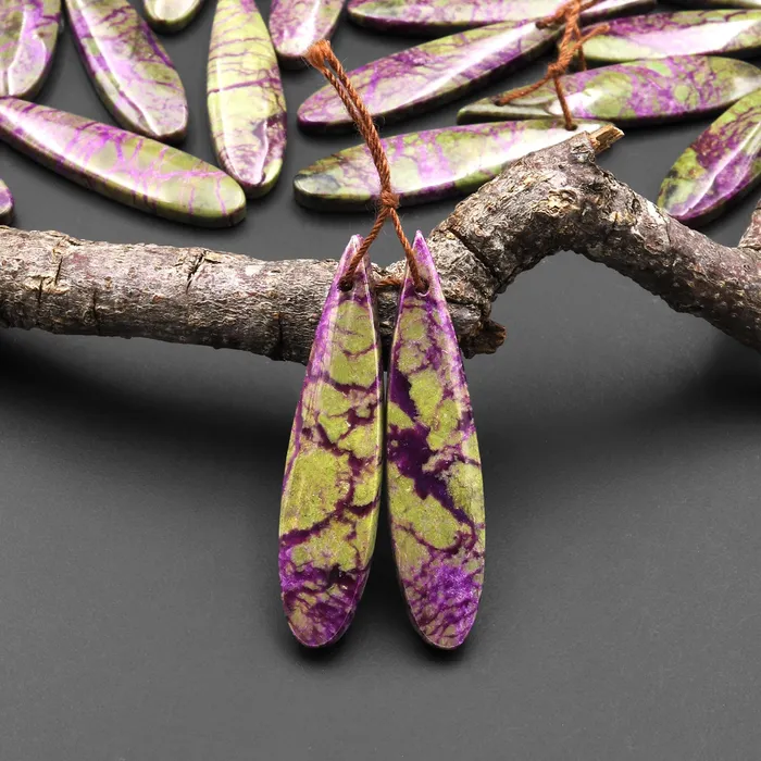 Intrinsic Trading Earrings Natural Atlantisite Stichtite Earring Pair Gemstone Drilled Teardrop Cabochon Matched Gemstone Beads From Australia