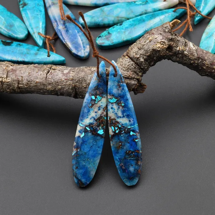 Intrinsic Trading Earrings Natural Blue Green Azurite Chrysocolla Teardrop Earring Pair Matched Drilled Cabochon Gemstone Beads A8 Intrinsic Trading Earrings Natural Blue Green Azurite Chrysocolla Teardrop Earring Pair Matched Drilled Cabochon Gemstone Beads A8
