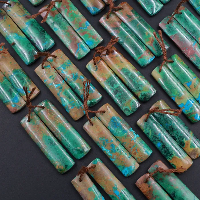 Intrinsic Trading Earrings Natural Chrysocolla Earring Pair Gemstone Drilled Earring Cabochon Cab Pair Rectangle Matched Earring Bead From Australia