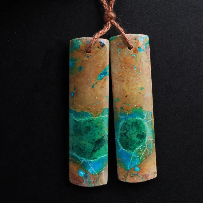 Intrinsic Trading Earrings Natural Chrysocolla Earring Pair Gemstone Drilled Earring Cabochon Cab Pair Rectangle Matched Earring Bead From Australia