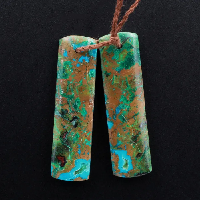 Intrinsic Trading Earrings Natural Chrysocolla Earring Pair Gemstone Drilled Earring Cabochon Cab Pair Rectangle Matched Earring Bead From Australia