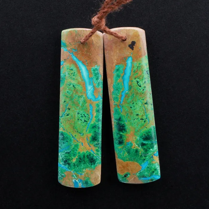 Intrinsic Trading Earrings Natural Chrysocolla Earring Pair Gemstone Drilled Earring Cabochon Cab Pair Rectangle Matched Earring Bead From Australia