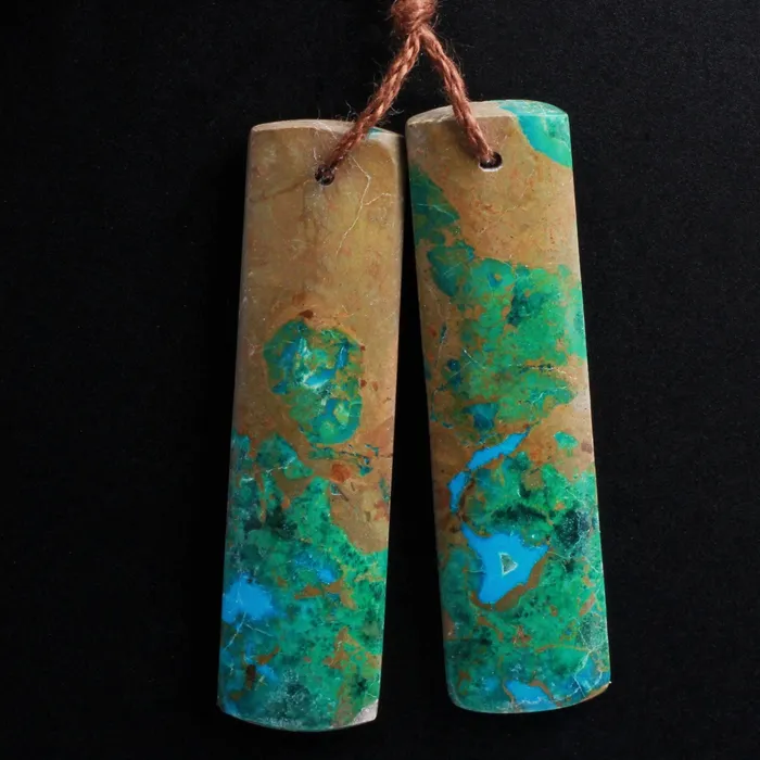 Intrinsic Trading Earrings Natural Chrysocolla Earring Pair Gemstone Drilled Earring Cabochon Cab Pair Rectangle Matched Earring Bead From Australia