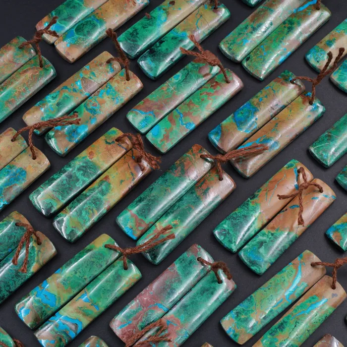 Intrinsic Trading Earrings Natural Chrysocolla Earring Pair Gemstone Drilled Earring Cabochon Cab Pair Rectangle Matched Earring Bead From Australia