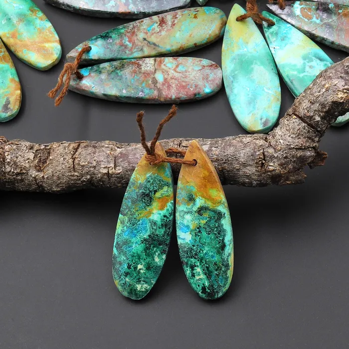 Intrinsic Trading Earrings Natural Chrysocolla Earring Pair Gemstone Drilled Teardrop Matched Gemstone Beads From Australia A4 Intrinsic Trading Earrings Natural Chrysocolla Earring Pair Gemstone Drilled Teardrop Matched Gemstone Beads From Australia A4