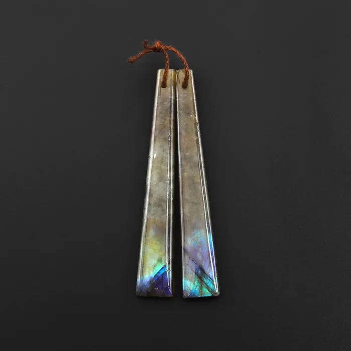 Intrinsic Trading Earrings Natural Labradorite Long Thin Trapezoid Earring Pair Drilled Matched Natural Gemstone Beads A4 Intrinsic Trading Earrings Natural Labradorite Long Thin Trapezoid Earring Pair Drilled Matched Natural Gemstone Beads A4