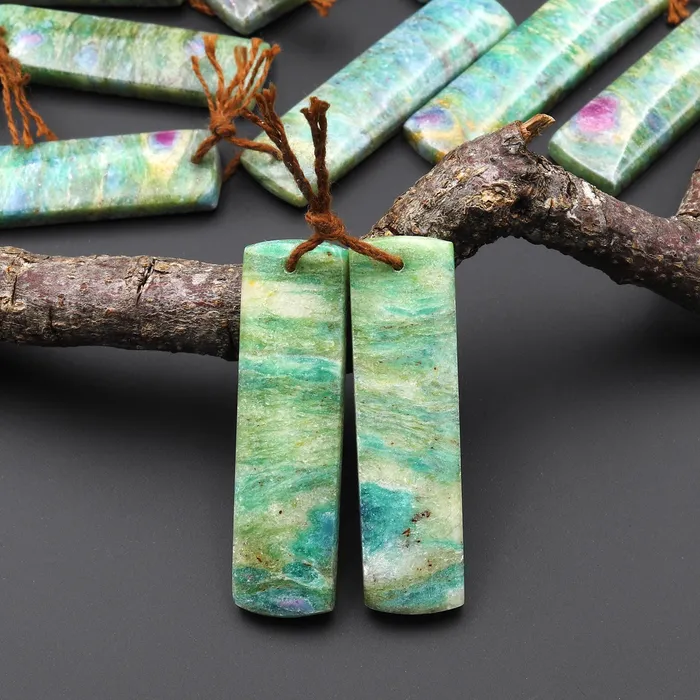 Intrinsic Trading Earrings Natural Seafoam Green Fuchsite Earring Pair Rectangle Matched Gemstone Beads A5 Intrinsic Trading Earrings Natural Seafoam Green Fuchsite Earring Pair Rectangle Matched Gemstone Beads A5