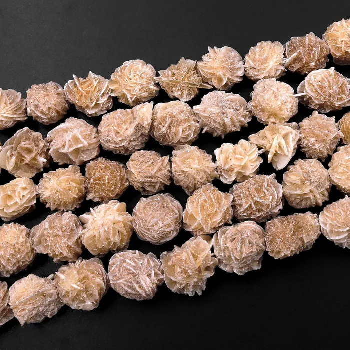Intrinsic Trading Earrings Natural Selenite Desert Rose Beads Raw Organic Freeform Druzy Gemstone Good for Earrings 155 Strand