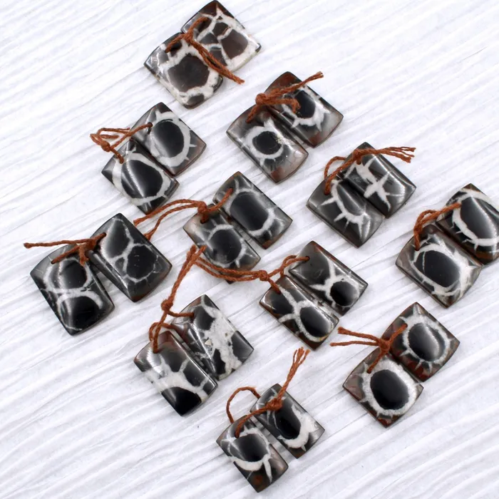 Intrinsic Trading Earrings Natural Septarian Fossil Earring Pair Cabochon Cab Pair Drilled Short Square Rectangle Matched Earrings Black White Pattern Bead Pair Intrinsic Trading Earrings Natural Septarian Fossil Earring Pair Cabochon Cab Pair Drilled Short Square Rectangle Matched Earrings Black White Pattern Bead Pair