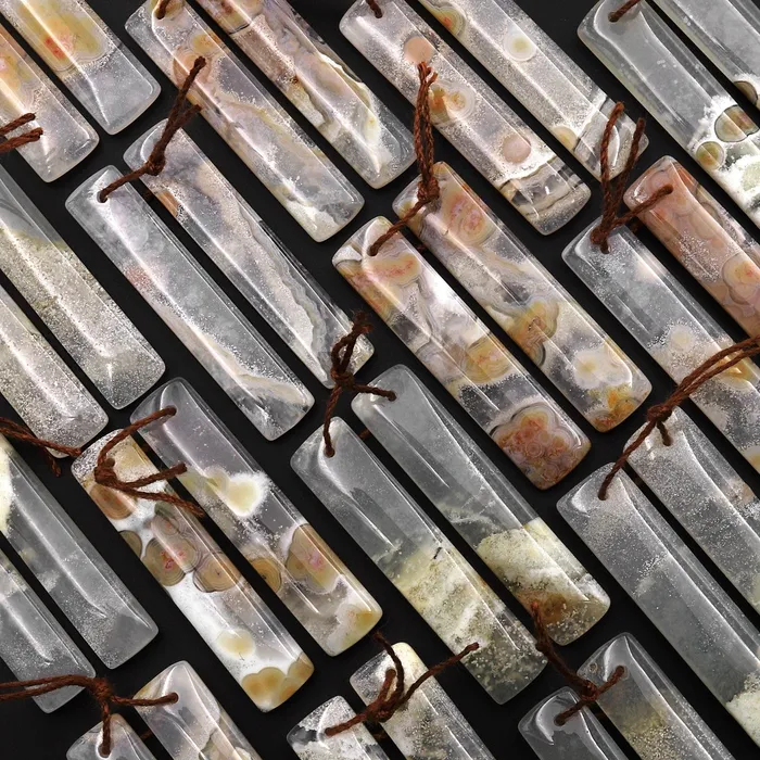 Intrinsic Trading Earrings Translucent Ocean Jasper Earring Pair Matched Rectangle Gemstone Beads
