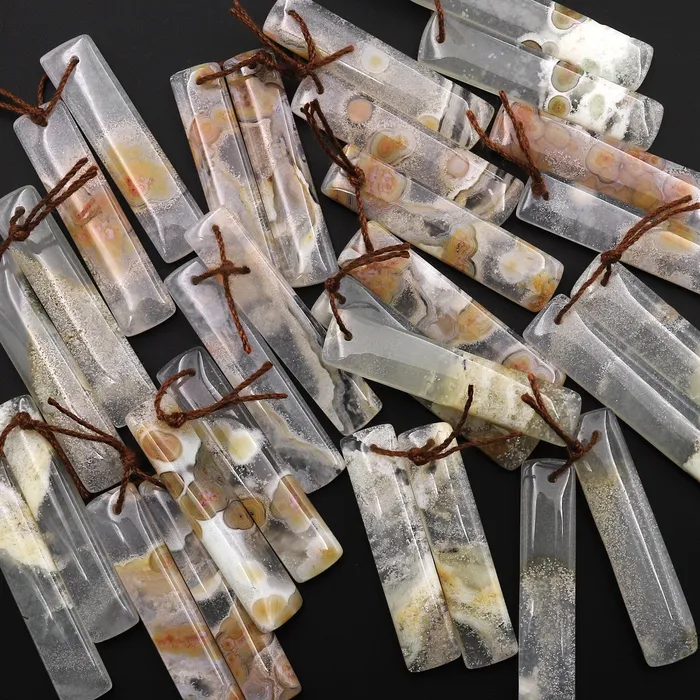 Intrinsic Trading Earrings Translucent Ocean Jasper Earring Pair Matched Rectangle Gemstone Beads