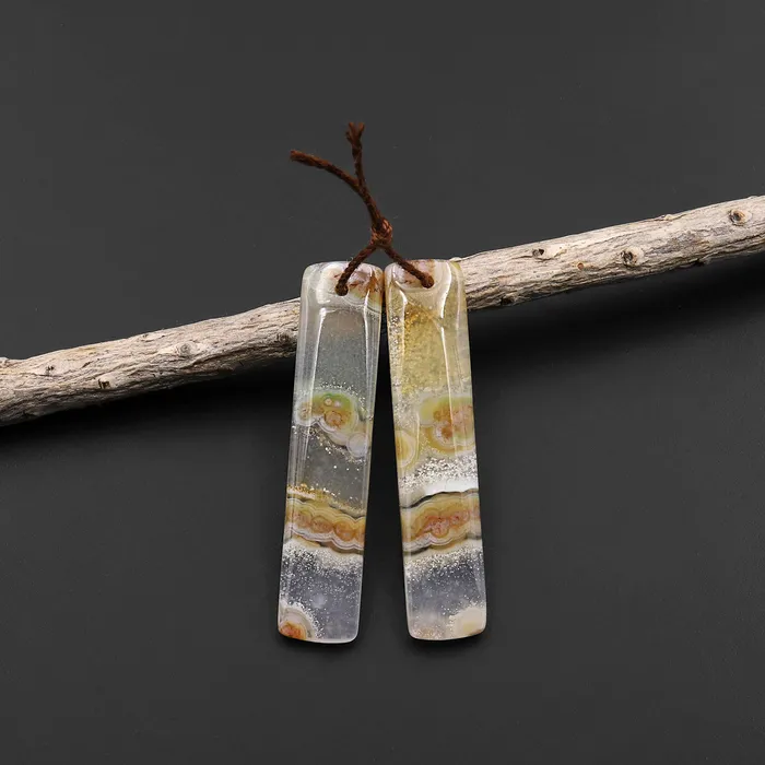 Intrinsic Trading Earrings Translucent Ocean Jasper Earring Pair Matched Rectangle Gemstone Beads