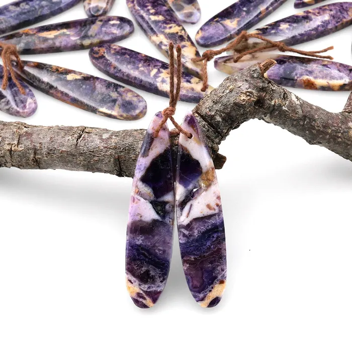 Intrinsic Trading Natural African Petrified Purple Opal Earring Pair Matched Long Slender Teardrop Gemstone Beads A1 Earrings Intrinsic Trading Natural African Petrified Purple Opal Earring Pair Matched Long Slender Teardrop Gemstone Beads A1 Earrings