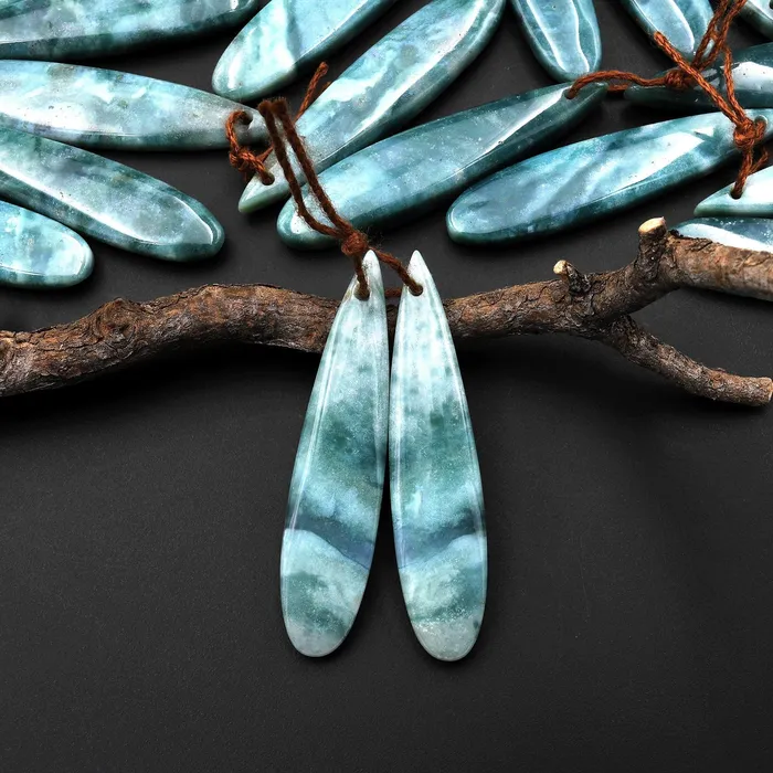 Intrinsic Trading Natural Green Mountain Jade Long Slender Teardrop Earrings Matched Gemstone Bead Pair A22 Earrings Intrinsic Trading Natural Green Mountain Jade Long Slender Teardrop Earrings Matched Gemstone Bead Pair A22 Earrings
